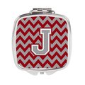 Carolines Treasures Letter J Chevron Crimson and Grey Compact Mirror CJ1043-JSCM